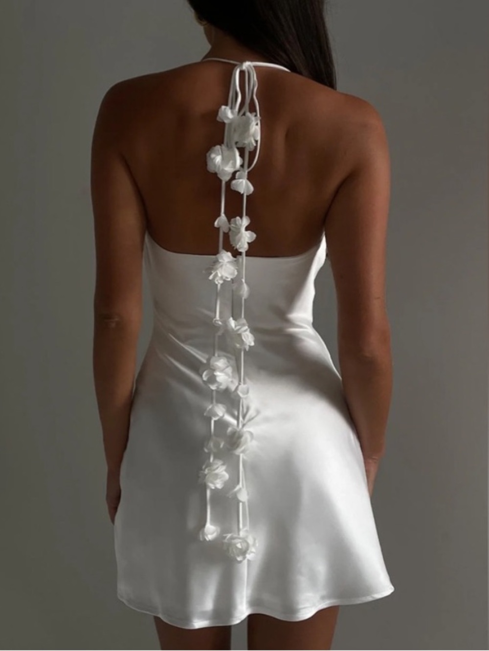 New Meshki Otillie Rose Halter Mini Dress White Satin Corset Medium - Picture 13 of 13